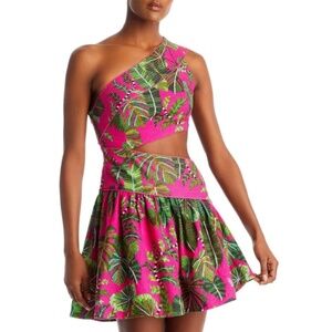 FARM RIO Pink &‎ Green One Shoulder Floral Mini Dress | Medium *